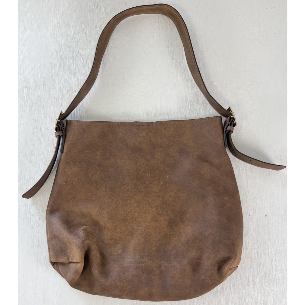 Universal Thread Hobo Bucket Purse‎ Bag Cognac Brown Gold Buckle